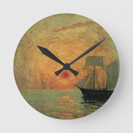 Horloge Ronde Soleil rouge par Maxime Maufra, impressionnisme Vi (Recto)