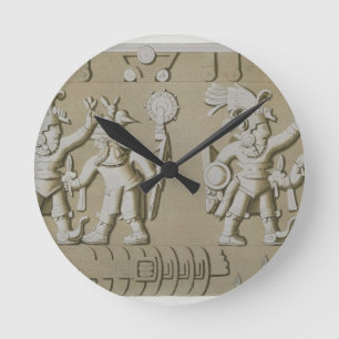 Horloge Ronde Soulagement de Bas des guerriers aztèques