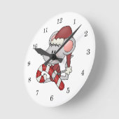 Horloge Ronde Souris de Noël avec du sucre de canne (Angle)