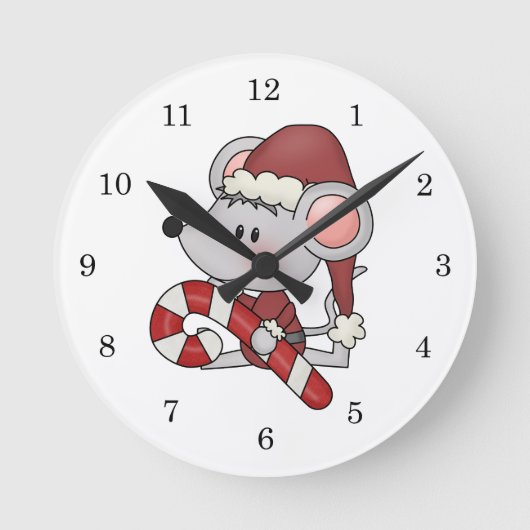 Horloge Ronde Souris de Noël avec du sucre de canne (Recto)