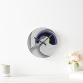 Horloge Ronde Sous le bleu : gris Abstrait, noir et bleu (Maison)