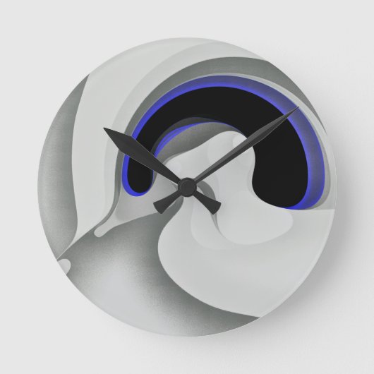 Horloge Ronde Sous le bleu : gris Abstrait, noir et bleu (Recto)
