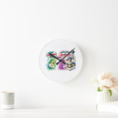 Horloge Ronde Sous un microscope – Drôles de bactéries de microb (Maison)