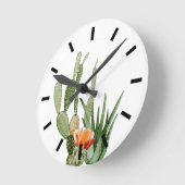 Horloge Ronde Southwest Agave Plant Cactus Cacti Watercolor  (Angle)