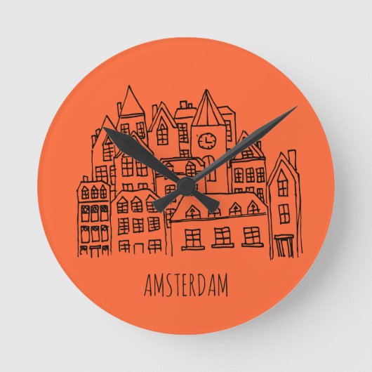 Horloge Ronde Souvenir orange d'Amsterdam Netherlands (Recto)