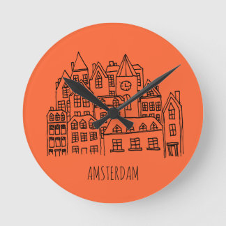 Horloge Ronde Souvenir orange d'Amsterdam Netherlands