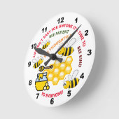Horloge Ronde Soyez patient, réfléchi et gentil, abeille à miel (Angle)