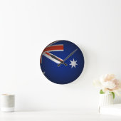 Horloge Ronde Sphère australienne de drapeau national, regard 3D (Maison)