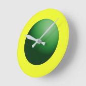 Horloge Ronde Sphère verte sur jaune (Angle)