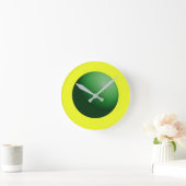 Horloge Ronde Sphère verte sur jaune (Maison)