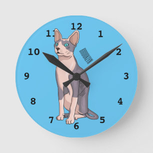 Horloge Ronde Sphynx cat