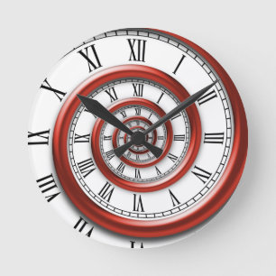 Horloge Ronde Spiral romain - Rouge