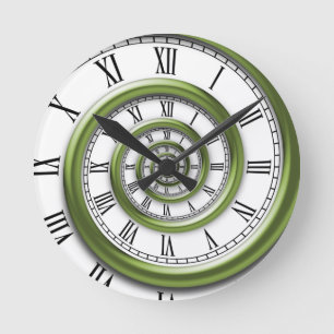 Horloge Ronde Spiral romain - Vert