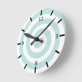 Horloge Ronde Spirale concentrée en Turquoise et blanc (Angle)