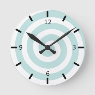 Horloge Ronde Spirale concentrée en Turquoise et blanc