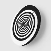Horloge Ronde Spirale hypnotique noire et blanche (Angle)