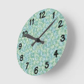 Horloge Ronde Spirales Vert Bleu (Angle)