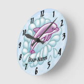 Horloge Ronde Splash de dauphin (Angle)