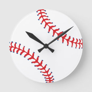 Horloge Ronde Sporty-Baseball Classique Rouge & Blanc Thème Spor