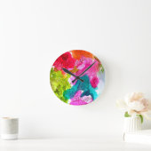 Horloge Ronde Spring Flowers watercolour abstract (Maison)