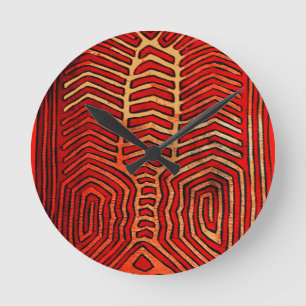 Horloge Ronde Squelette de homard tribal indien Cuna