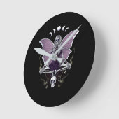 Horloge Ronde Squelette papillon Goth (Angle)
