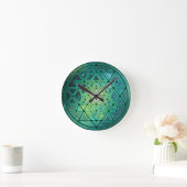 Horloge Ronde Sri Yantra vert mystique (Maison)