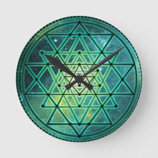 Horloge Ronde Sri Yantra vert mystique (Recto)