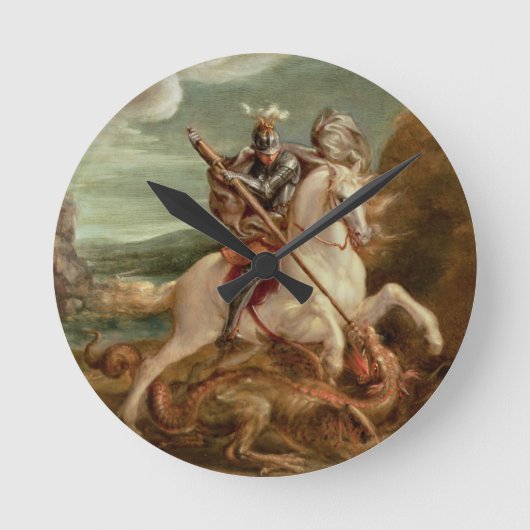 Horloge Ronde St George massacrant le dragon, (huile sur le (Recto)