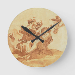 Horloge Ronde St Joseph adorant l'enfant du Christ (stylo,