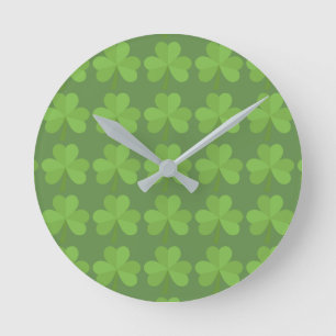Horloge Ronde St Patrick Irlande Shamrock irlandais Motif de trè