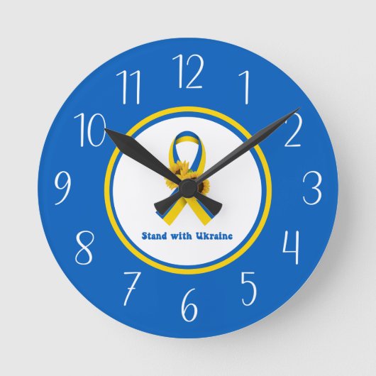 Horloge Ronde Stand With Ukraine Support Ribbon (Recto)
