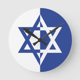 Horloge Ronde Star of David Bar Mitzvah blue, white