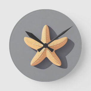 Horloge Ronde Starfish avec un Arrière - plan gris