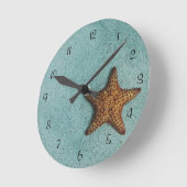 Horloge Ronde Starfish on the Beach Photo (Angle)