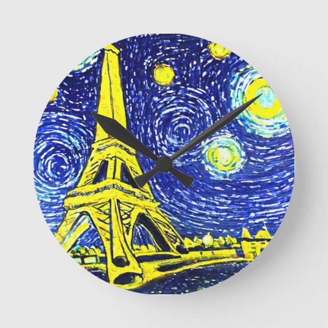Horloge Ronde Starry Night Paris France (Front)