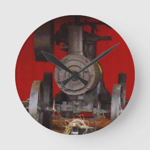 Horloge Ronde Steam powered Antique Tracter