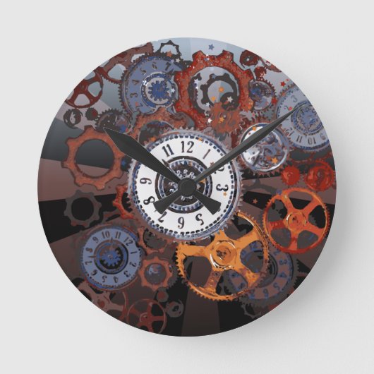 Horloge Ronde Steampunk clockwork pattern rustic (Recto)