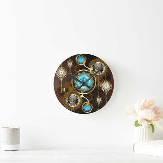 Horloge Ronde Steampunk Rusty Background (Maison)