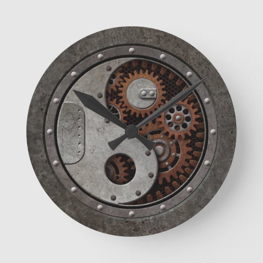 Horloge Ronde Steampunk Yin Yang (Recto)