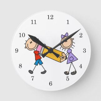 Horloge Ronde Stick Kids With Pencil