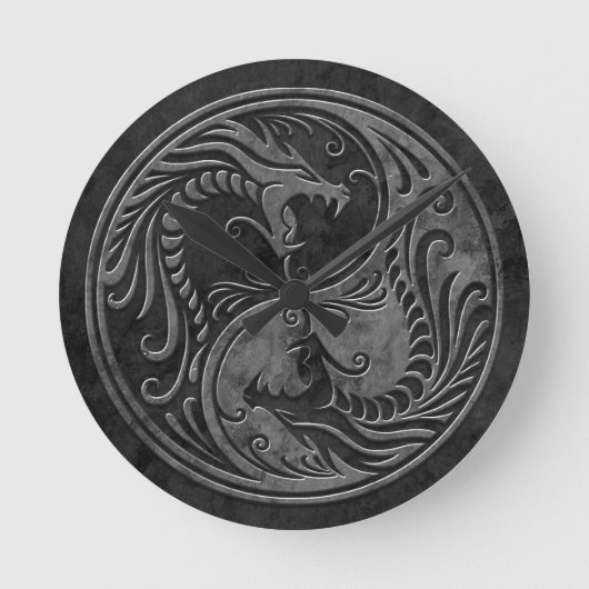 Horloge Ronde Stone Yin Yang Dragons (Recto)