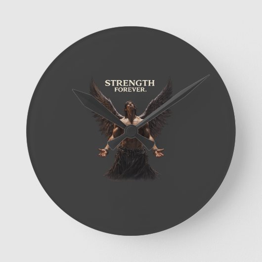 Horloge Ronde Strength Forever Dark Angel Design – Motivational  (Recto)