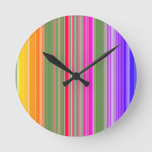 Horloge Ronde Stripes Bright Colors