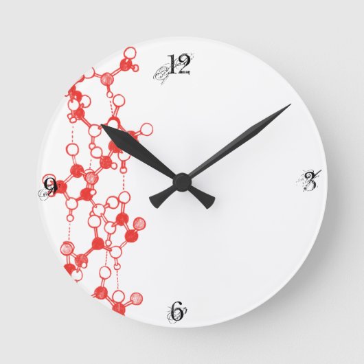 Horloge Ronde Structure des molécules rouges illustrées (Recto)
