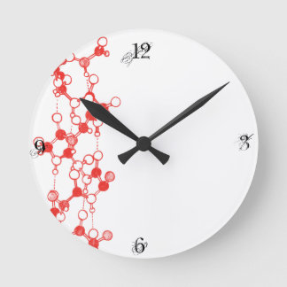 Horloge Ronde Structure des molécules rouges illustrées