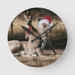 Horloge Ronde Style australien de Noël Kangaroos