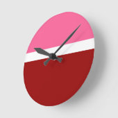 Horloge Ronde Style de bloc de couleur rouge rose (Angle)