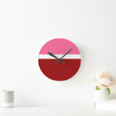 Horloge Ronde Style de bloc de couleur rouge rose (Maison)