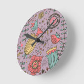 Horloge Ronde Style fleuri avec fleurs (Angle)